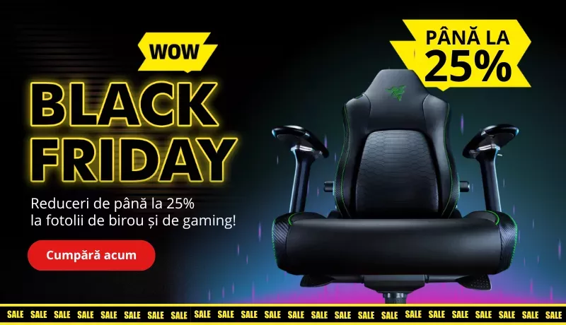 Black Friday: Reduceri de până la 25% la fotolii de birou și de gaming!