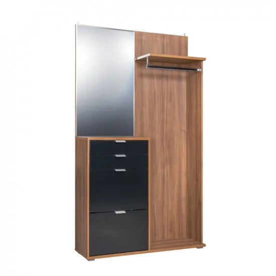 Dulap cu scop multifuncțional Mobi Next 10.21 (120 cm), Орех Селект Каминный К 020, черный глянец ПВХ