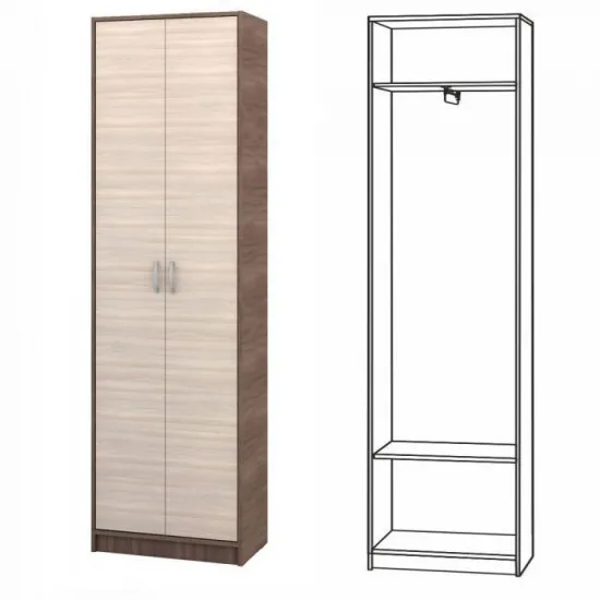 Dulap pentru haine Mobi Gloria 138 (60.2 cm), Ясень шимо темный, Ясень шимо светлый