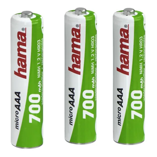 NiMH Batteries, 3x AAA, 700 mAh, 1.2V