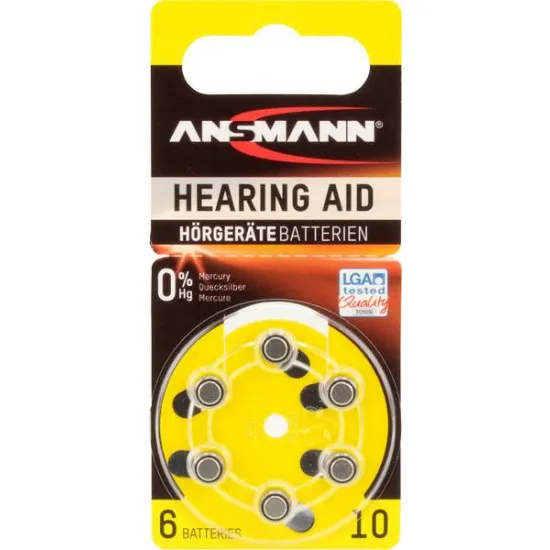 Ansmann 5013223 Zinc-Air 10 (PR70), 6 pack