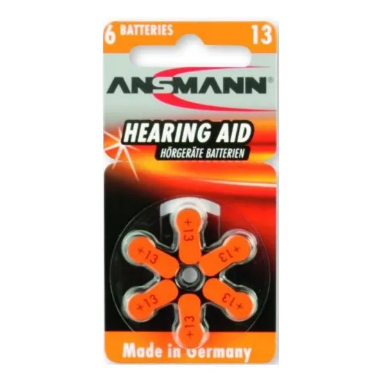 Zinc Air battery 13 / PR48 / AZA13 / 1.4V, "HEARING AID 13", 6 pack