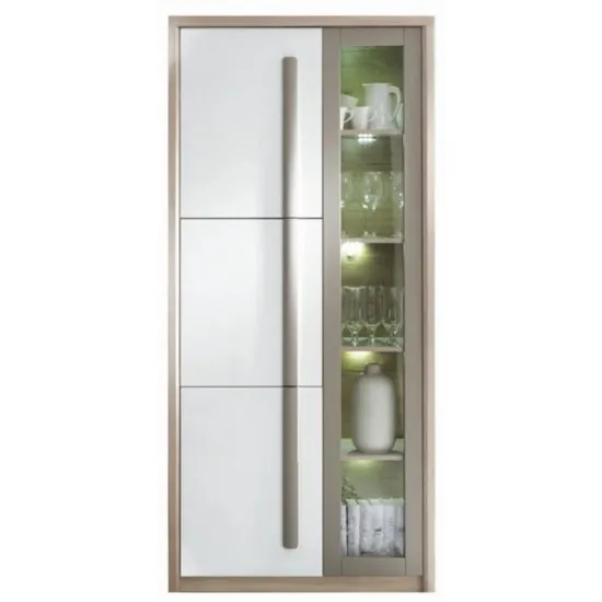 Dulap cu vitrină Fadome Roma ROM2 (90 cm), Wood/White/Grey