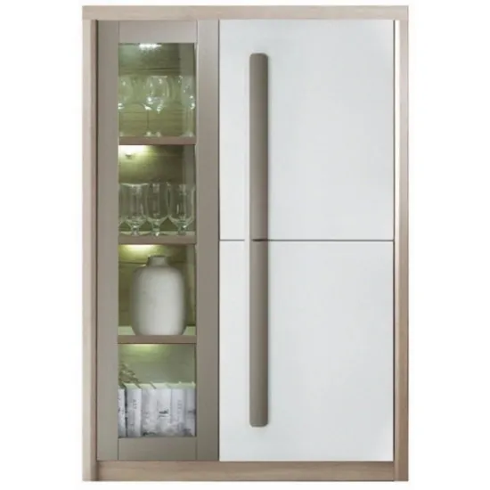 Dulap cu vitrină Fadome Roma ROM2A (90 cm), Wood/White/Grey