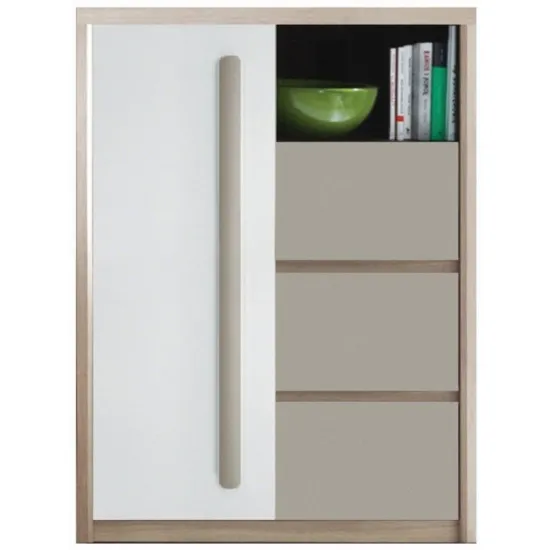 Comodă Fadome Roma ROM8 (90 cm), White/Wood/Grey