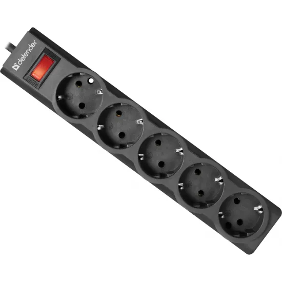 Фильтр сетевой Defender 4712279994862 Black (5 шт. / 5 м / black)