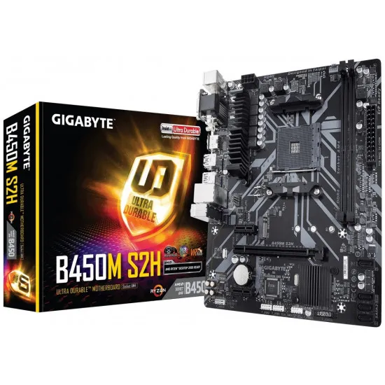 Плата материнская GIGABYTE B450M S2H (AM4/AMD B450)