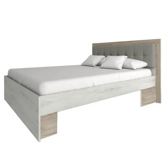 Кровать СОКМЕ Милана (160 x 200 см), Дуб крафт белый / Дуб крафт серый