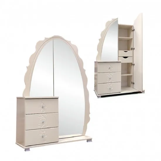 Dulap pentru haine КМК Jemchujina 0380.12 (119.5 cm) cu oglindă, Венге светлый / Ясень жемчужный