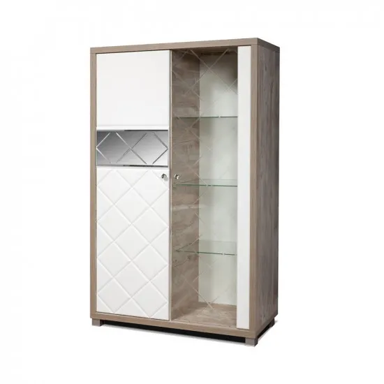 Dulap cu vitrină KMK Cristal 0650.4 (95 cm) dreapta, Дуб юккон / Белый жемчуг