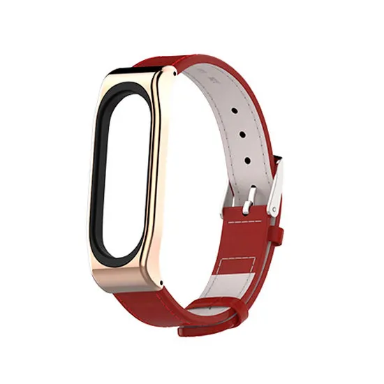 Curelușă MiJobs Mi Band 3/4/5/6 Red/Rose Gold (piele)