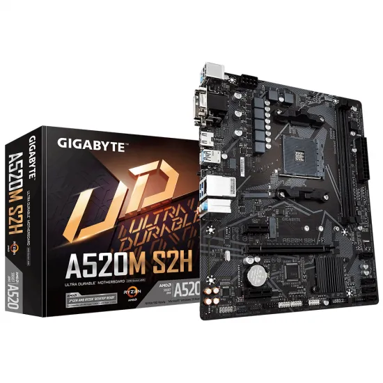 Плата материнская GIGABYTE A520M S2H 1.0 (AM4/AMD A520)