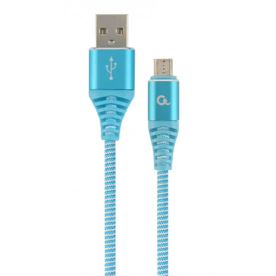 Cablu Cablexpert USB 2.0/micro-USB, Blue/White (CC-USB2B-AMmBM-2M-VW)