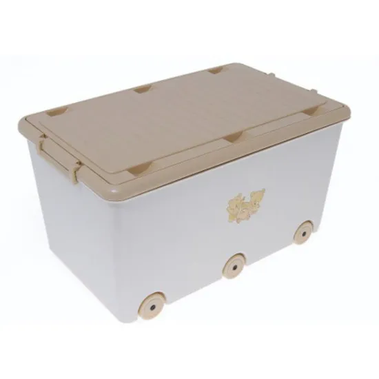 Контейнер для игрушек Tega Baby MS-007-119 Мишка на колёсах, Бежевый /Белый