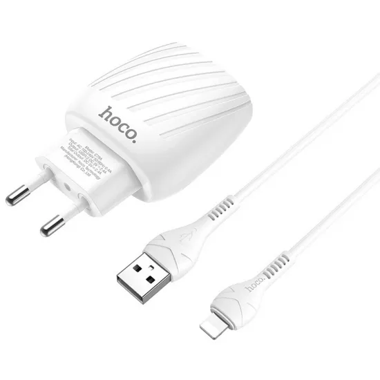 Încărcător Hoco C78A Max Energy 5 W, White (Lightning)
