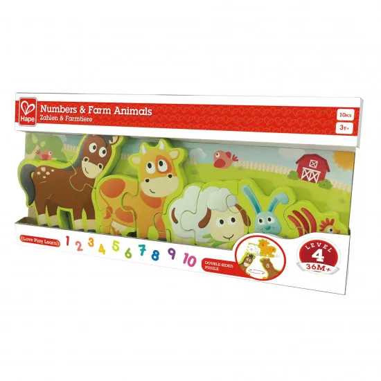 Hape E1628A Пазл Numbers &amp; Farm Animals