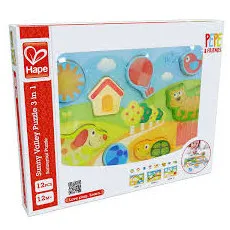 Hape E1601A Puzzle 3 în 1 Sunny Valley Puzzle