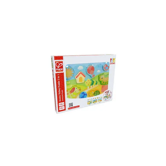 Hape E1601A Puzzle 3 în 1 Sunny Valley Puzzle