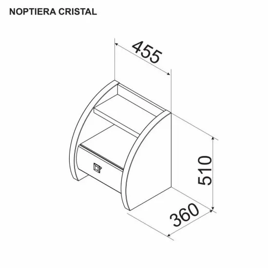 Прикроватная тумба Ambianta Cristal (45,5 см), Turcoaz