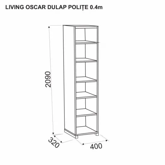 Dulap penal Ambianta Oscar (40 cm) cu rafturi, Sonoma Dark