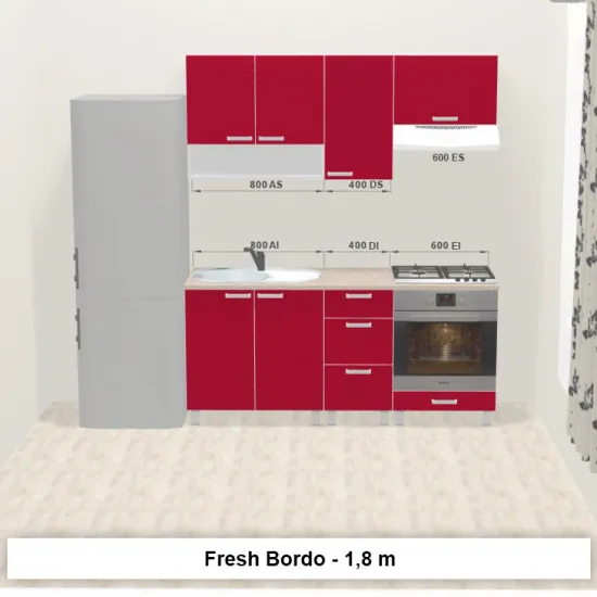 Bucatarie modulara Ambianta Fresh 1.8 m ,Bordo