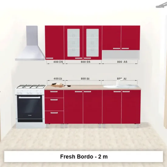 Bucatarie modulara Ambianta Fresh 2.0 m ,Bordo