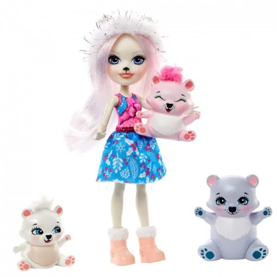Mattel Enchantimals GJX47 Familia ursoaicei albe Pristine