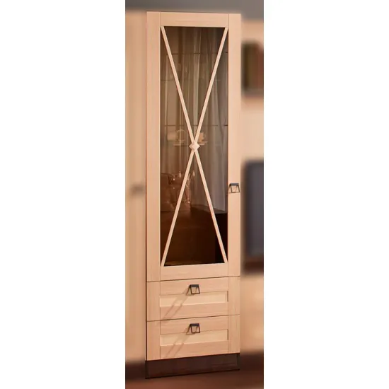 Шкаф Ambianta Eldorado (55 см) с витриной и ящиками, Cremona