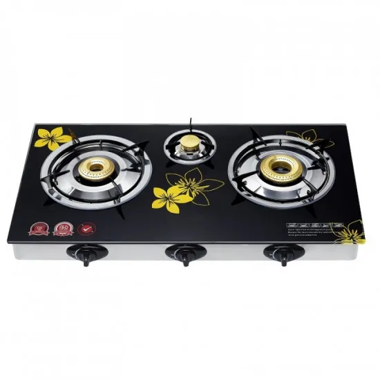 Plită de masă cu gaz Wolser WL-C03 GL, Black yellow flowers