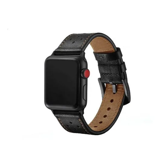 Ремешок AccExpert Apple Watch 38/40mm M/L Black (кожа)