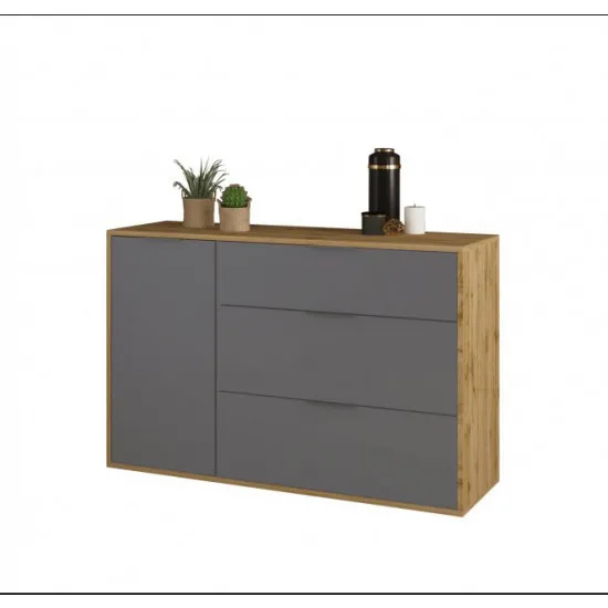 Comodă Sokme Нитро 1Д3Ш (120.1 cm), Вотан/серый