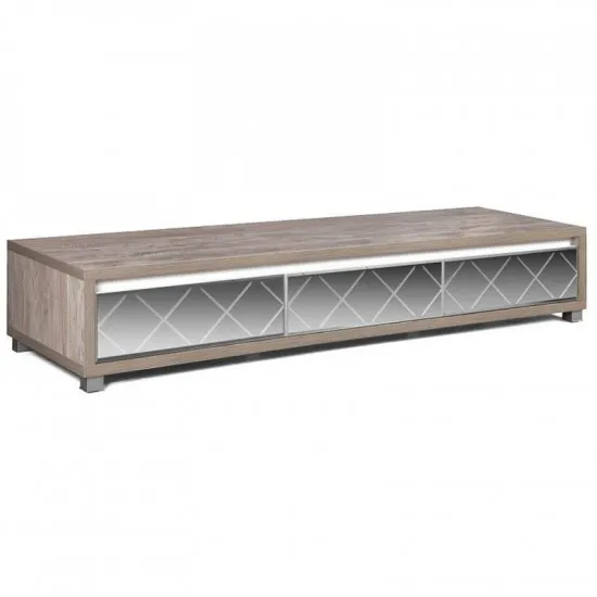 Comoda TV КМК Cristal (0650.2) (199 cm), Дуб юккон / Белый жемчуг