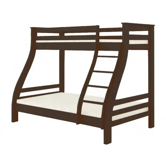 Кровать детская МЕБИГРАНД Аляска, двухъярусная 140 х 90 x 200 см, Орех тёмный