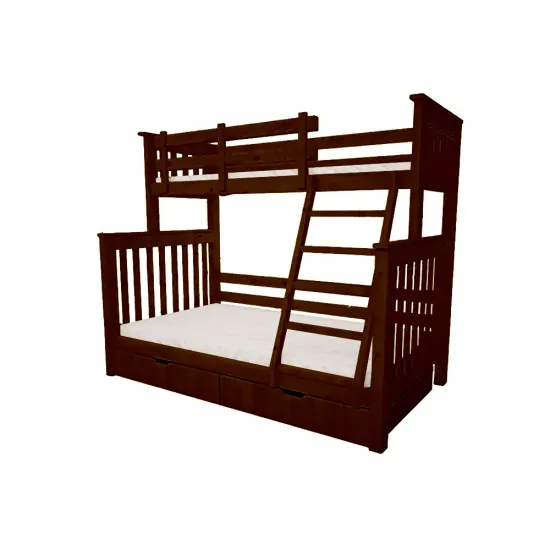 Кровать (Двухъярусная) МЕБИГРАНД Скандинавия, 120 / 80 x 190 см, Орех тёмный
