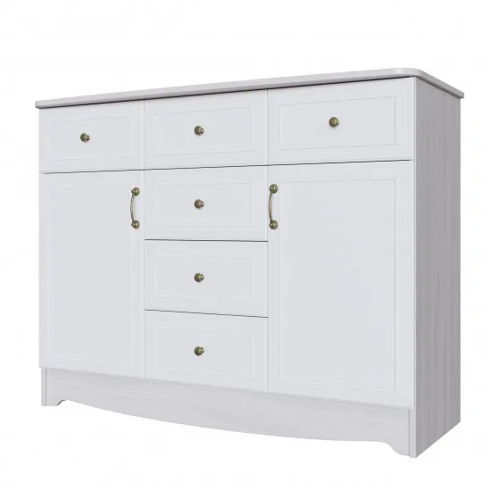 Комод (2 створки) SV - Мебель АКВАРЕЛЬ 1 (122 см), Ясень анкор св / Белая матовая