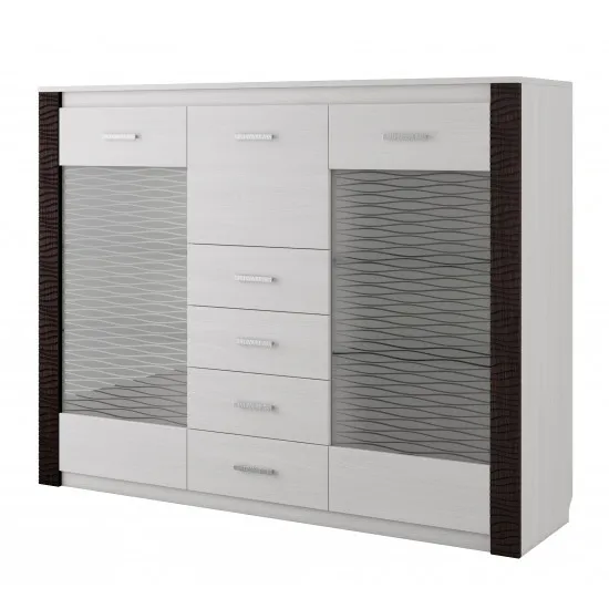 Комод с витриной SV - Мебель ГАММА 20 (160,1 см), Ясень анкор светлый / Венге