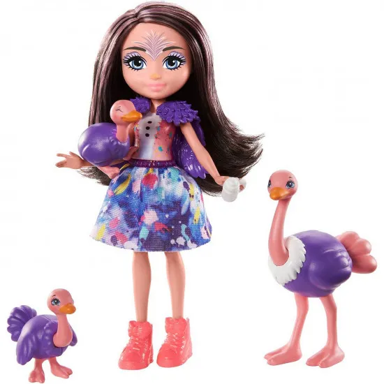 Mattel Enchantimals GTM32 Офелия Страусси с семьей