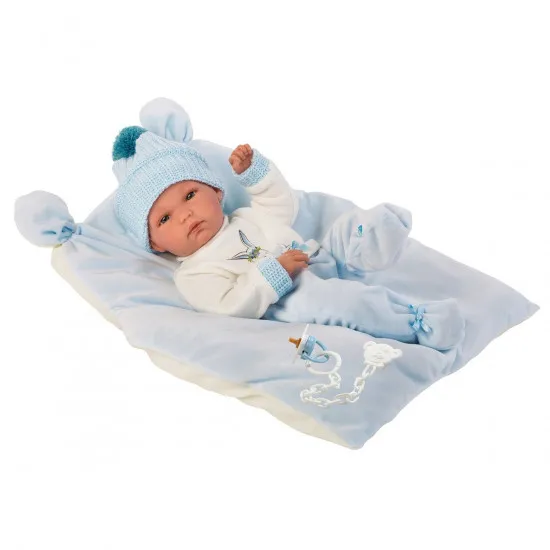 Llorens 63555 Papusa Bimbo на синей подушке, 35 cm