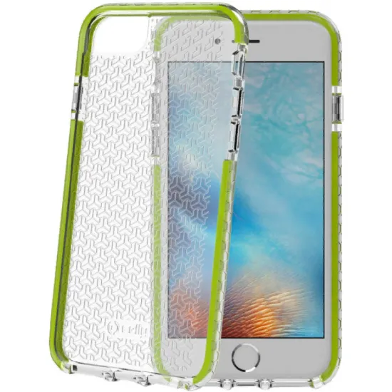 Husă Celly Hexagon pentru iPhone 6/7/8, Green/Transparent