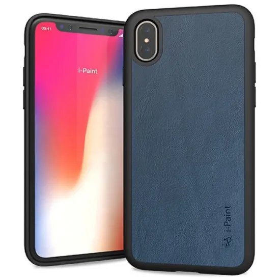 Чехол I-Paint Leather для iPhone X/Xs, Blue