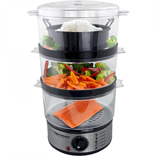 Aparat de gătit cu aburi Esperanza Volcano EKG009, Inox/Black