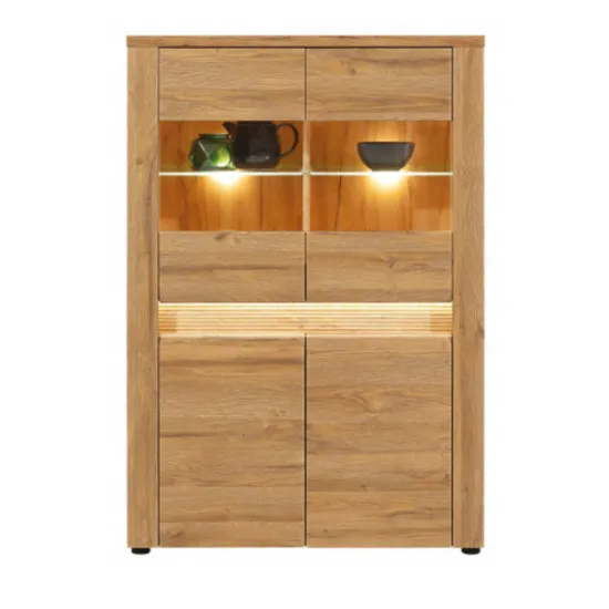 Комод с витриной Sokme Санди 4Д (91.6 см), Дуб Гранд