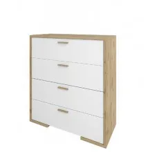 Comodă Sokme Франческа 4Ш (88.7 cm), Дуб вотан /белый