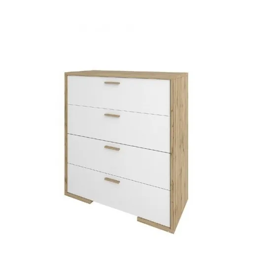 Comodă Sokme Франческа 4Ш (88.7 cm), Дуб вотан /белый