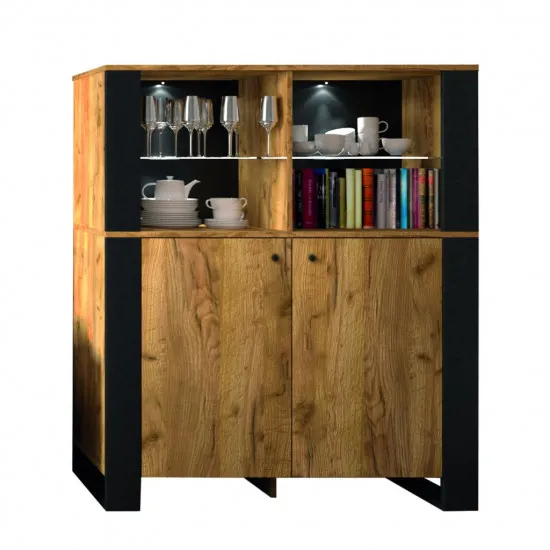 Comodă Sokme Олд Вуд 2Д (106 cm), дуб крафт золотой/черный