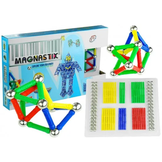 Leantoys 659 Set constructor magnetic Magnastix 188 elemente