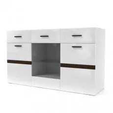 Comoda cu vitrină SV - Мебель Соло (150.1 cm), Белый / Белый глянец-Венге Comoda cu vitrină SV - Мебель Соло (150.1 cm), Белый / Белый глянец-Венге