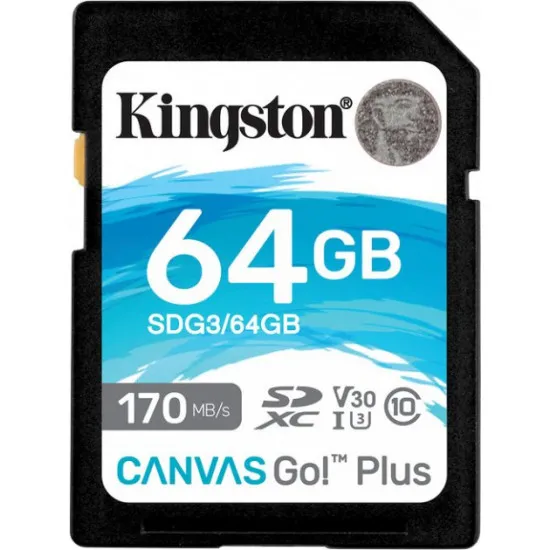 Карта памяти SDHC 64 ГБ Kingston Canvas Go! Plus (SDG3/64GB)