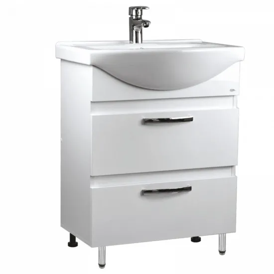 Dulap cu lavoar Mashtab Agat (Basic) 65 cm cu 2 sertare, White