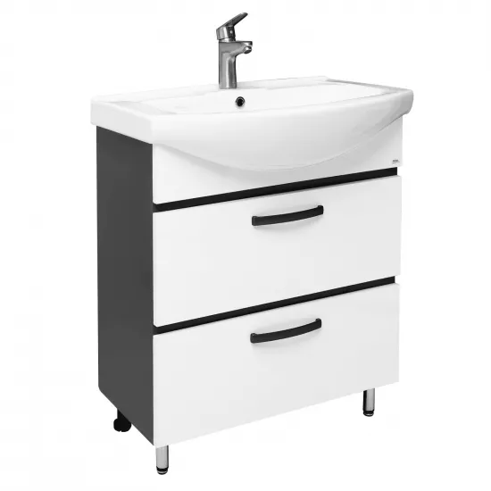 Dulap cu lavoar Mashtab Agat (Basic) 65cm, cu 2 sertare, Antracit (11330)